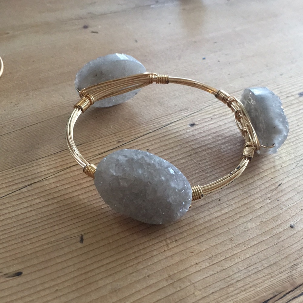 Druzy grey and gold bangle